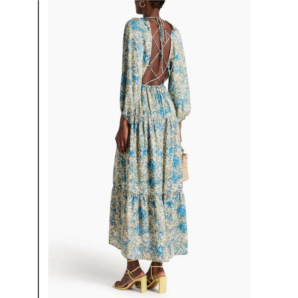 Chic Maje Tiered Printed Satin Maxi Dress - Size 4, NWT! - Picture 2 of 7